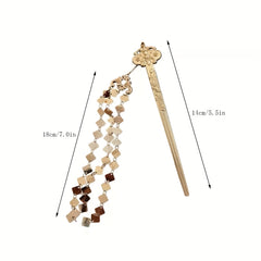 Alloy Golden Hairpin Tassel Hair Stick Ponytail Holder Hair Accessories