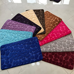 Memory Foam Bath Rug Cobblestone Embossed Bathroom Mat