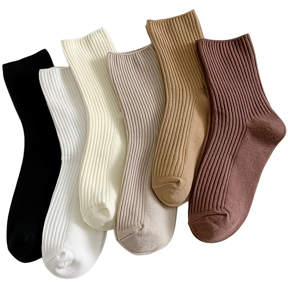 6 Pairs Women's Cotton Crew Socks - Multicolor Christmas Casual