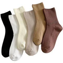 6 Pairs Women's Cotton Crew Socks - Multicolor Christmas Casual