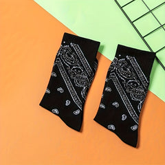 2 Pairs Floral Print Socks Breathable Mid Tube Stockings