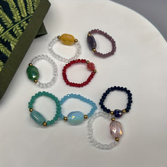Colorful Crystal Glass Beads Ring for Women