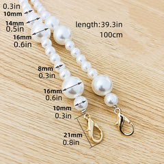 Faux Pearl Beaded Bag Strap Replacement Accessory With Lobster Clasp