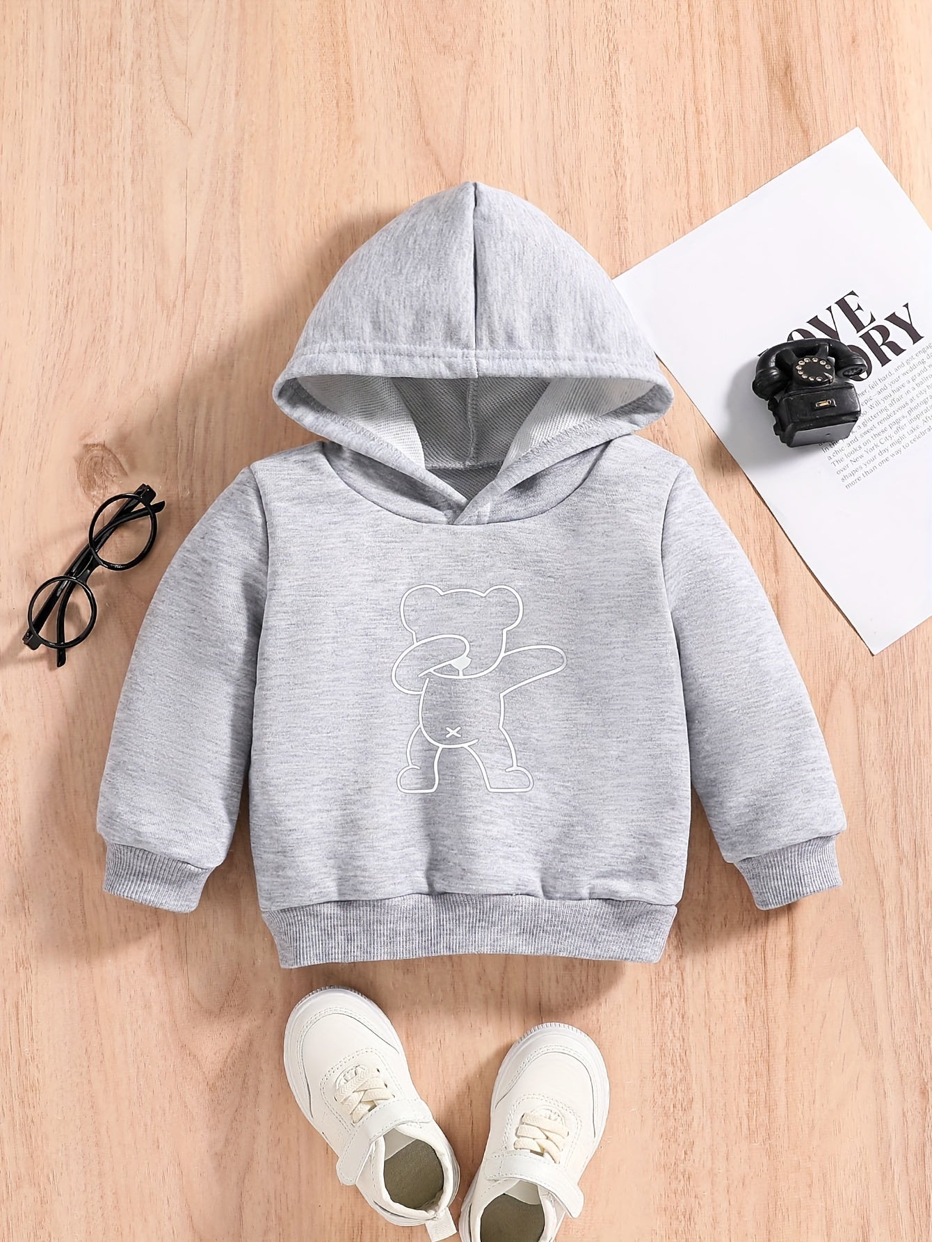 Boys Bear Graphic Hoodie Sweatshirt