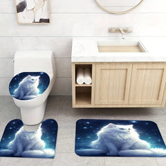 Cat Shower Curtain Set with 12 Hooks and Bathroom Rug - Bathroom Decor
