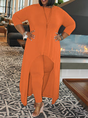  Solid Half Sleeve Shirt & Pants Set Women's Plus Casual Outfit