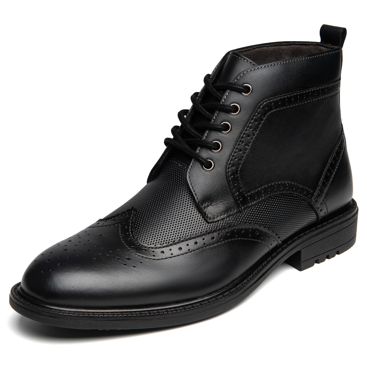 Men's Oxford Cap Toe Ankle Boots Lace-Up Side Zip Casual Leather Shoes
