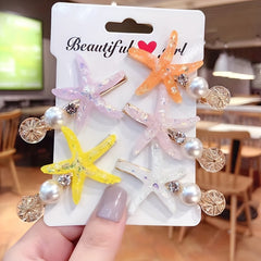 Faux Pearl Hair Clip Side Clip Duck Billed Clip Starfish Decor Hair Accessories