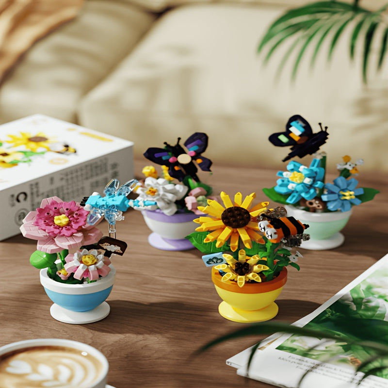 Flower Kingdom Bonsai Assembly Blocks for Kids - Indoor Table Decor