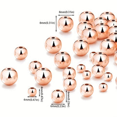100pcs Rose Golden Round Beads Spacer Beads for DIY Bracelet Jewelry Making