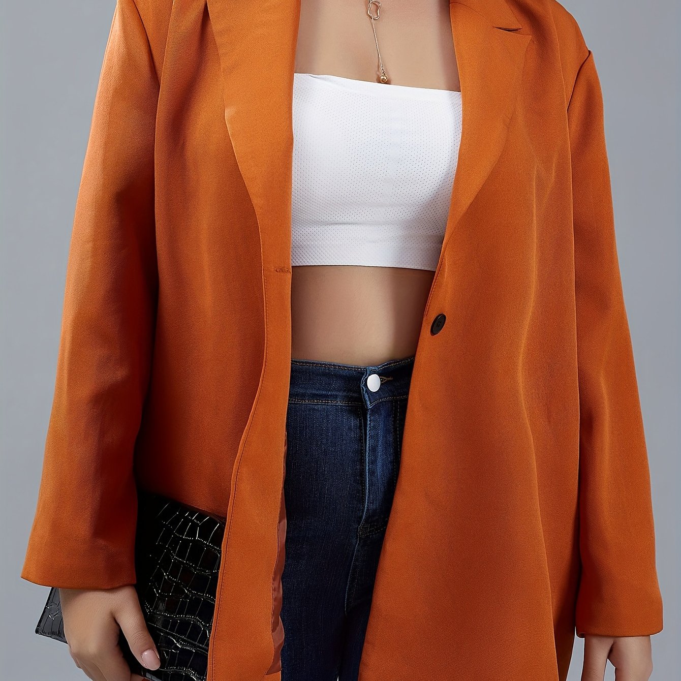  Solid Long Sleeve Workwear Blazer
