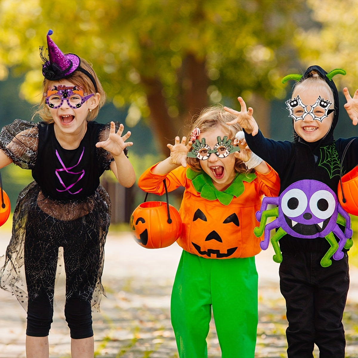 6PCS Halloween Party Decorations Paper Glasses Pumpkin Spider Witch Prop