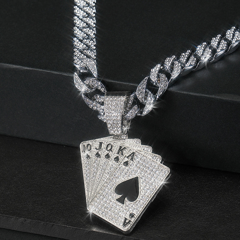 Poker Pendant Cuban Link Necklace