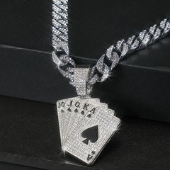 Poker Pendant Cuban Link Necklace