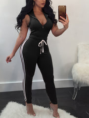 Striped Sleeveless Bodycon Jumpsuit