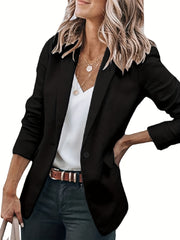  Women's Solid Lapel Collar Slim Fit Blazer
