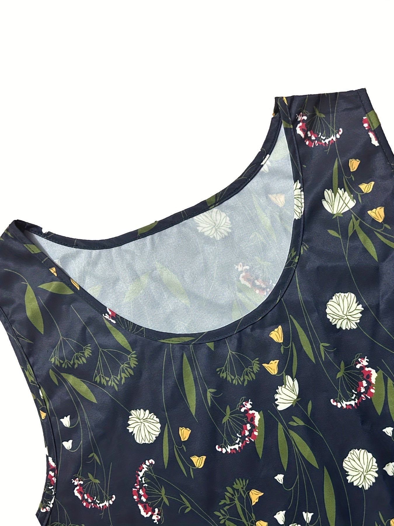  Floral Print Loose Fit Tank Maxi Dress