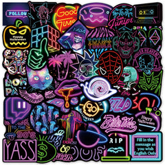 50PCS Neon Crow Stickers Waterproof PVC Stickers