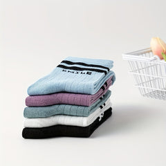 5 Pairs Letter Print Striped Socks Women's Stockings