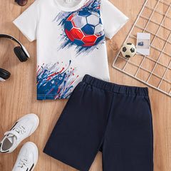 Boys Soccer T Shirt & Shorts Set Comfortable Top And Pants for Kids