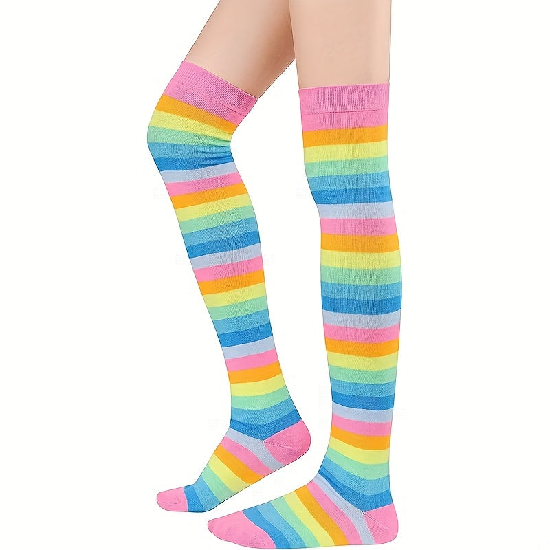 Colorful Striped Over The Knee Socks Women's Stockings