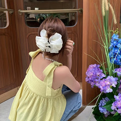Mesh Layer Hair Claw Flower Shark Claw Ponytail Holder Hair Accessory