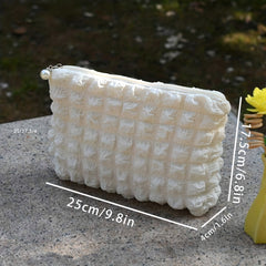 Minimalist Ruched Cosmetic Pouch Solid Carry On Bag