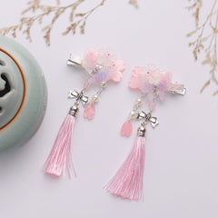 Chinese Hanfu Flower Headdress Tassel Butterfly Girl Fa