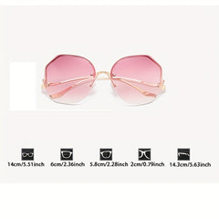 Oversized Rimless Sunglasses Gradient Lens Metal Temple UV400