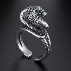 Men's Vintage Flower Snake Hug Ring Punk Metal Boho Party Jewelry