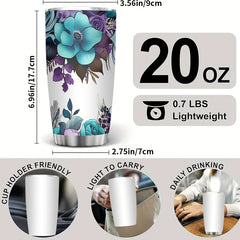 Floral Print Insulated Travel Mug 20oz Stainless Steel