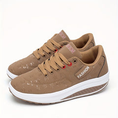 Women's Platform Wedge Walking Shoes Lace Up Sneakers