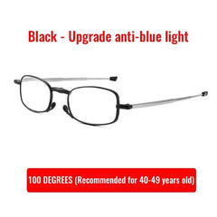 Portable Folding Reading Glasses Light Blocking Thin Frame Magnifier