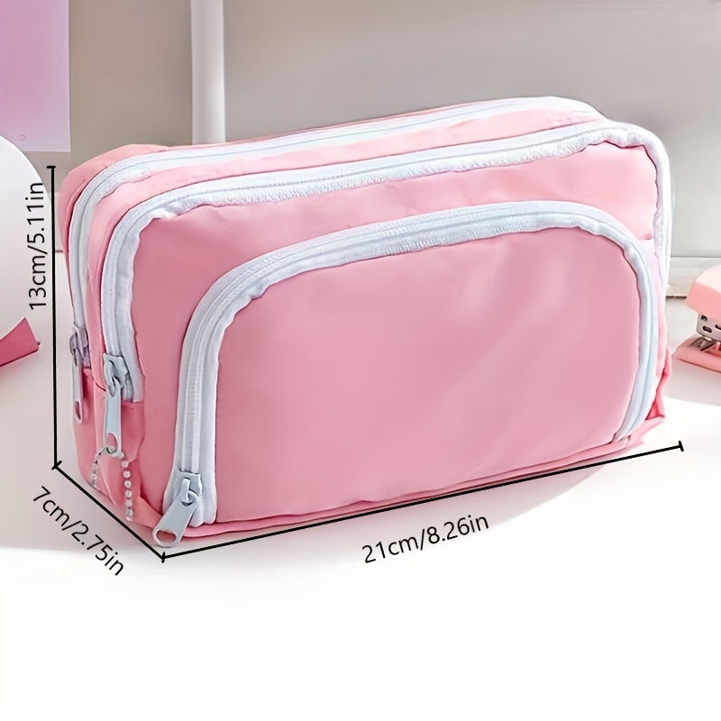 1pc Zipper Pencil Pouch School Supplies Stationery Holder Bag