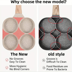 4-Hole Non-Stick Fried Egg Pan with Wooden Handle