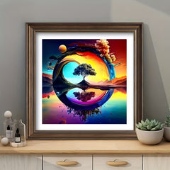 DIY 5D Diamond Painting Set Landscape Reflective Tree Full Drill