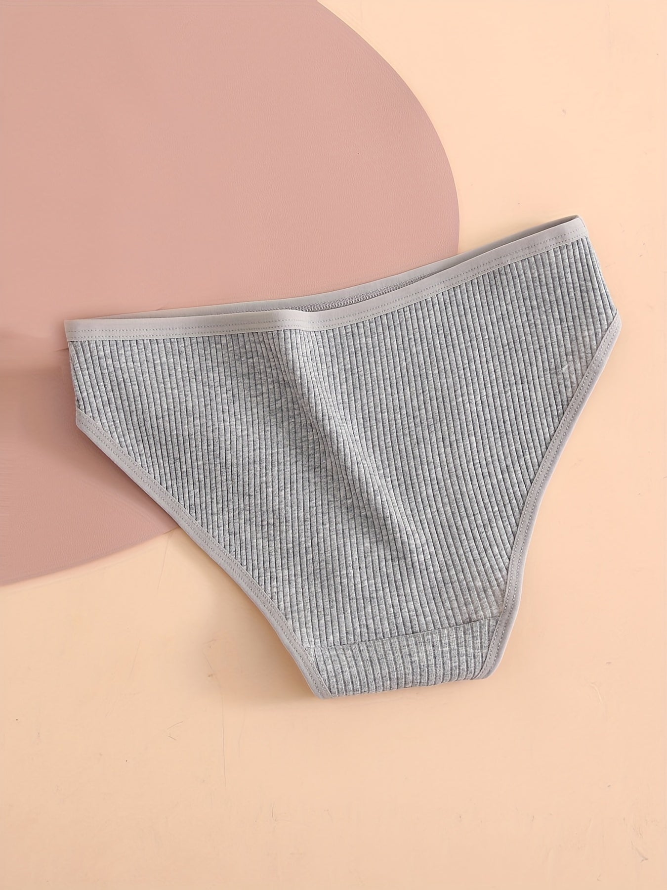 5pcs Ribbed Briefs Stretchy Intimates Panties Women's Lingerie
