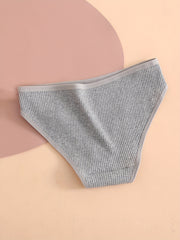 5pcs Ribbed Briefs Stretchy Intimates Panties Women's Lingerie