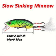 8pcs Minnow Fishing Lure Slow Sinking Swimbait Hard Bait for Bass Trout Pike