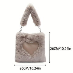 Heart Plush Shoulder Bag Fuzzy Handbag