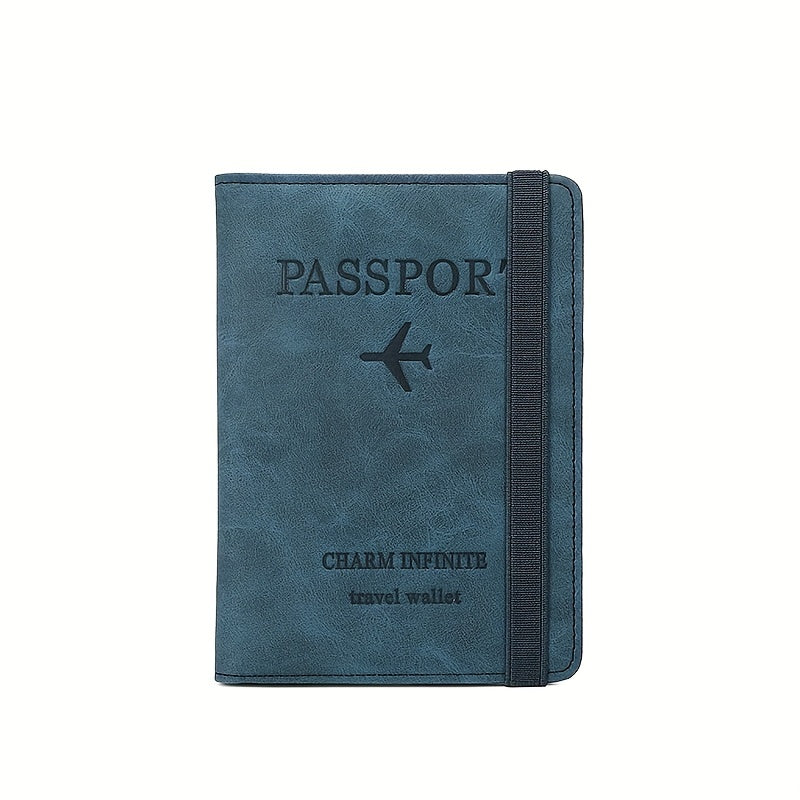 RFID Blocking Passport Holder Card Holder PU Leather Three Fold