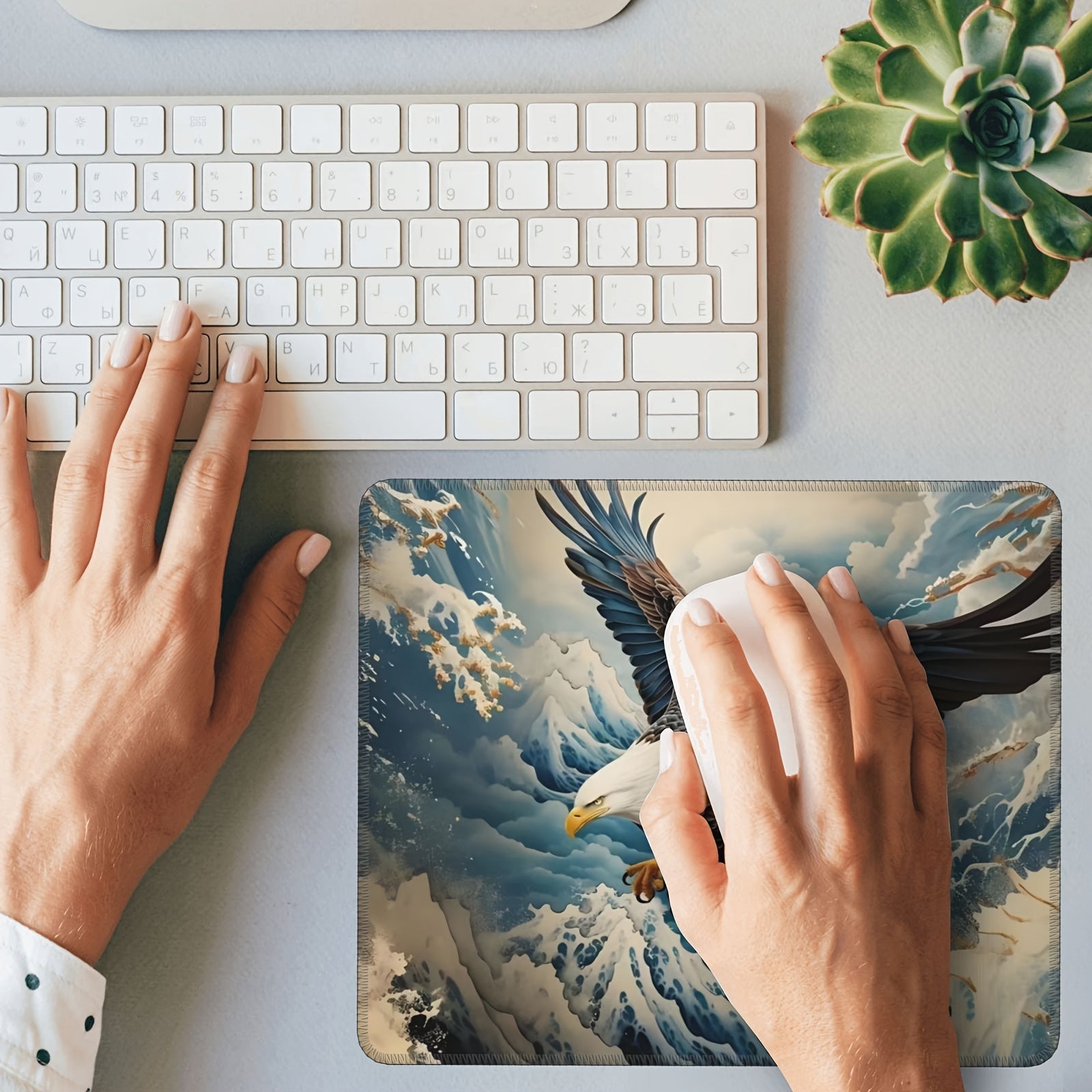 Eagle Pattern Mouse Pad 20x24cm for Games Home Office Rubber Laptop Desktop
