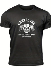 Men's Skull Graphic T-shirt Casual Comfy Crew Neck Tee