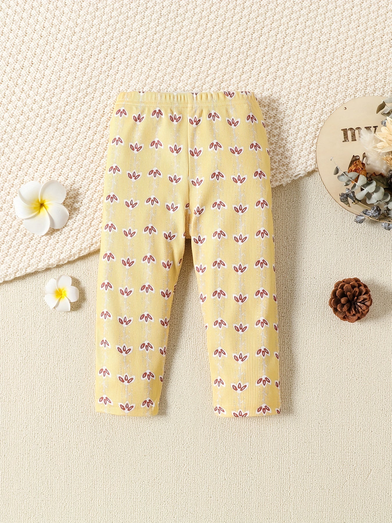 2pcs Butterfly & Flowers Print Leggings Set For Toddler Girls