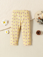 2pcs Butterfly & Flowers Print Leggings Set For Toddler Girls