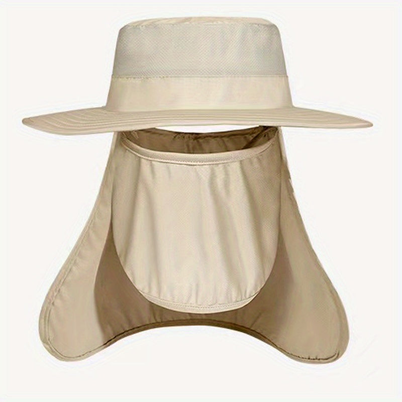 Quick Drying Sunscreen Bucket Hat With Neck Flap Wide Brim Sun Hat