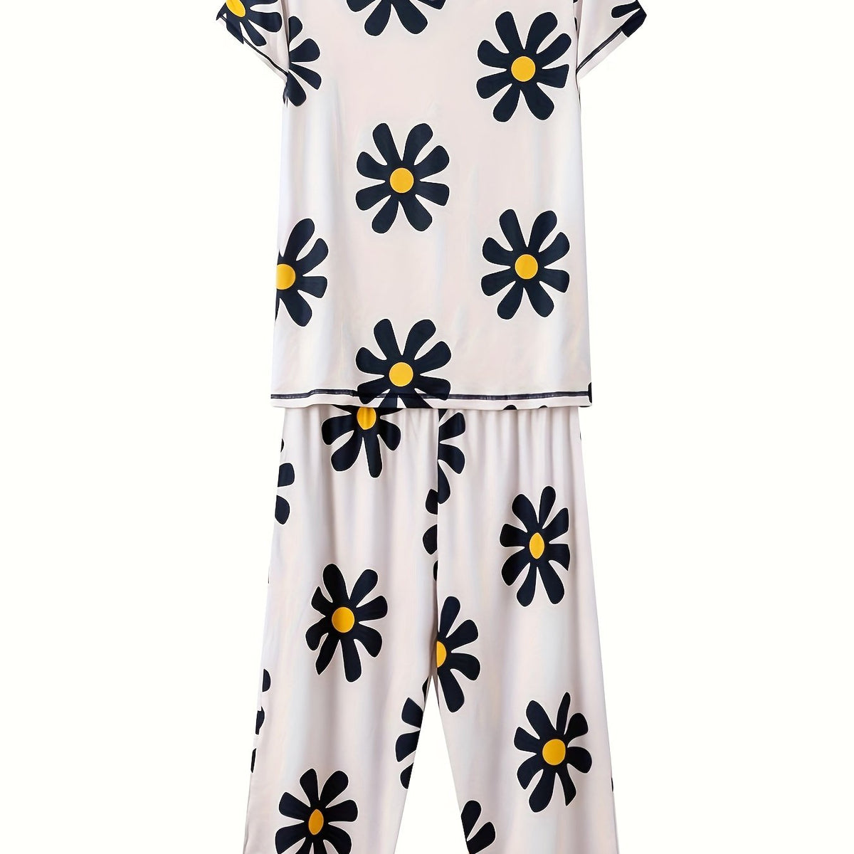 Floral Print Pajama Set V Neck Top & Lounge Pants Women's Sleepwear