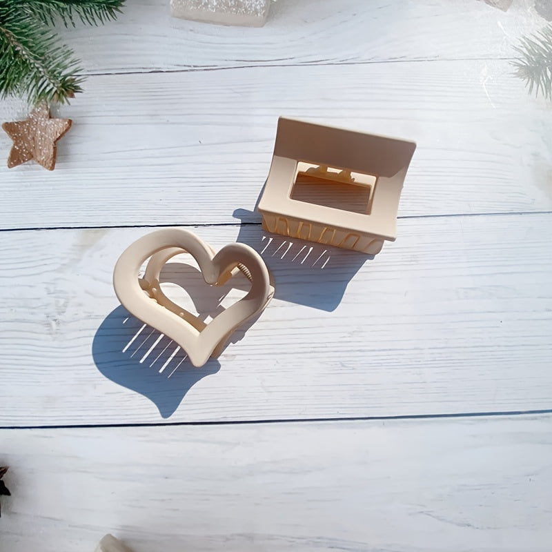 5pcs Heart Hair Claw Clips Matte Hair Catch Clips