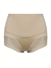 Contrast Lace Trim High Rise Tummy Control Shapewear Boy Shorts