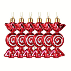 6pcs Glitter Christmas Candy Hanging Ornaments Holiday Party Favor